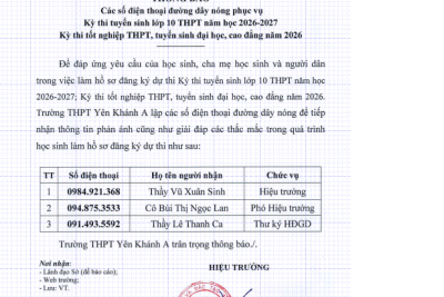 Công khai số đường dây nóng phục vụ Kỳ thi Tuyển sinh vào 10 và Tốt nghiệp 2026